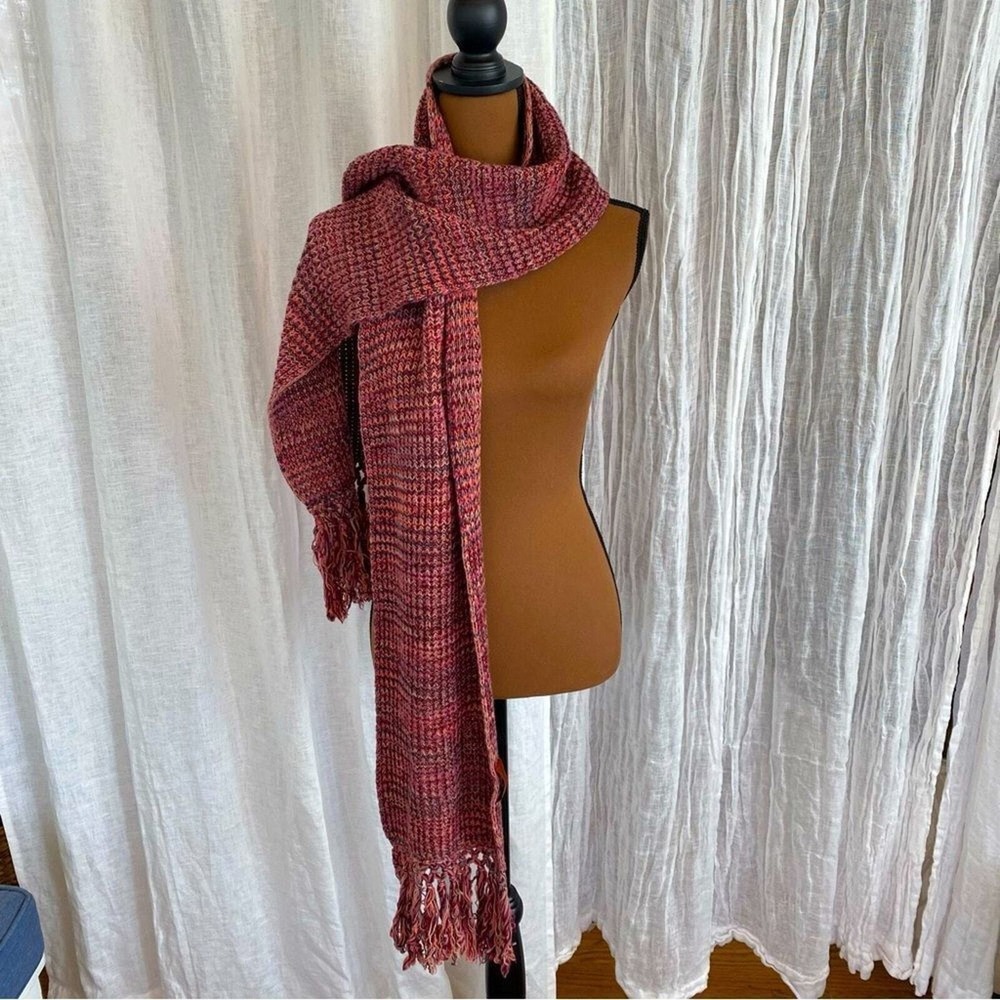Missoni Scarf, 80" Pink, Red, and Violet Knit‎ Scarf with Tassels